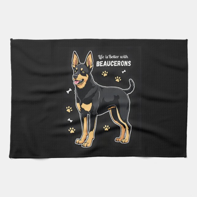 Paño De Cocina Mejor vida con Beauce Sheepdog Tank Top (Horizontal)