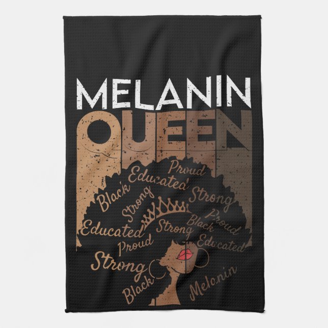 Paño De Cocina Melanin Afro Queen Word Art (Vertical)