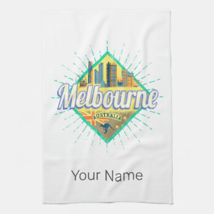 Paño De Cocina Melbourne Victoria Australia Retro Skyline Vintage