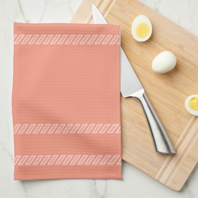 Paño De Cocina Melocotón y blanco  (Doblado Cuarto)