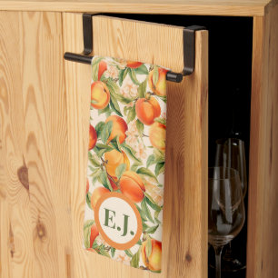 Paño De Cocina Melocotones de Verano Monogramados, Tema de Meloco