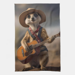 Paño De Cocina Melodías de la Sabana A Meerkat Guitar Serenade,