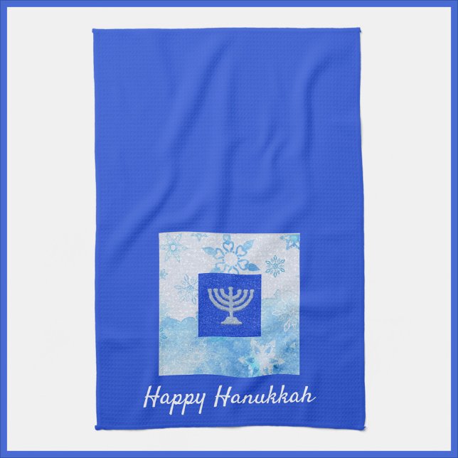 Paño De Cocina Menorá preciosa azul de Hanukkah (Subido por el creador)
