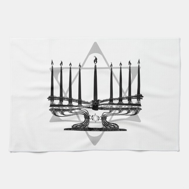Paño De Cocina Menorah y estrella I (Horizontal)