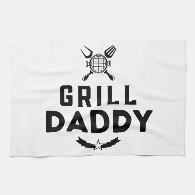 Paño De Cocina Mens Grill Daddy BBQ y Fumar para el Día del Padre (Horizontal)
