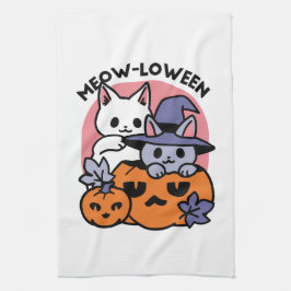 Paño De Cocina Meow-Loween - Diseño de felinos Halloween