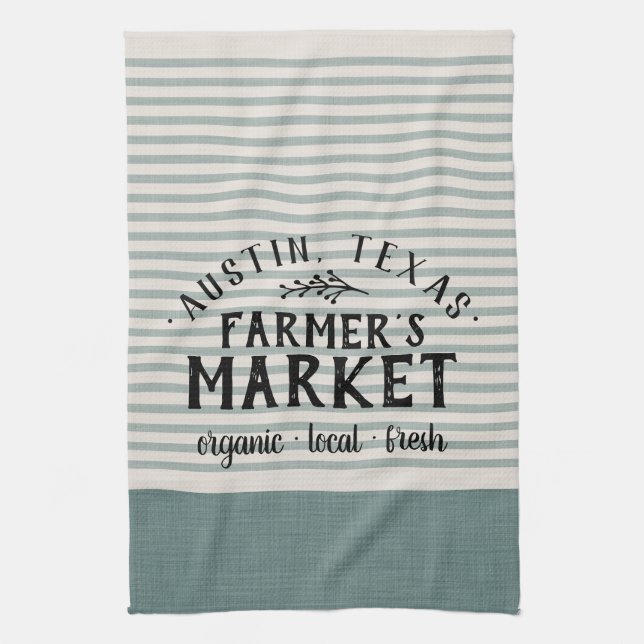 Paño De Cocina Mercado de agricultores Personalizados de franjas  (Vertical)
