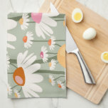 Paño De Cocina Mercado de flores Tokio Retro Daisies Sage Green<br><div class="desc">Mercado de flores Tokio: arte floral - impresión de flores - verde salvia - margaritas retro.</div>
