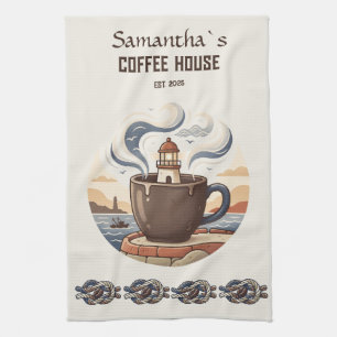 Paño De Cocina Mercancía de la Cafetería Costera Vintage Personal