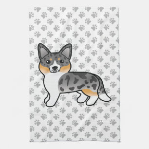 Paño De Cocina Merle azul Cardigan Welsh Corgi Perro de dibujos a