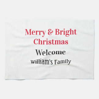 Paño De Cocina Merry Bright Navidades agregan nombre de familia a