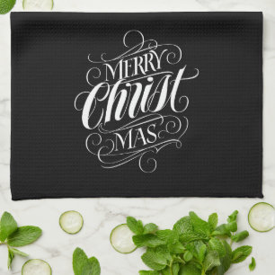 Paño De Cocina Merry CHRISTmas caligrafía cristiana