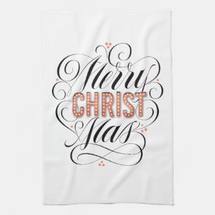 Paño De Cocina Merry CHRISTmas caligrafía de Rótulo de marquesina