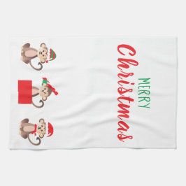 Paño De Cocina Merry Christmas Monkey Santa Hat
