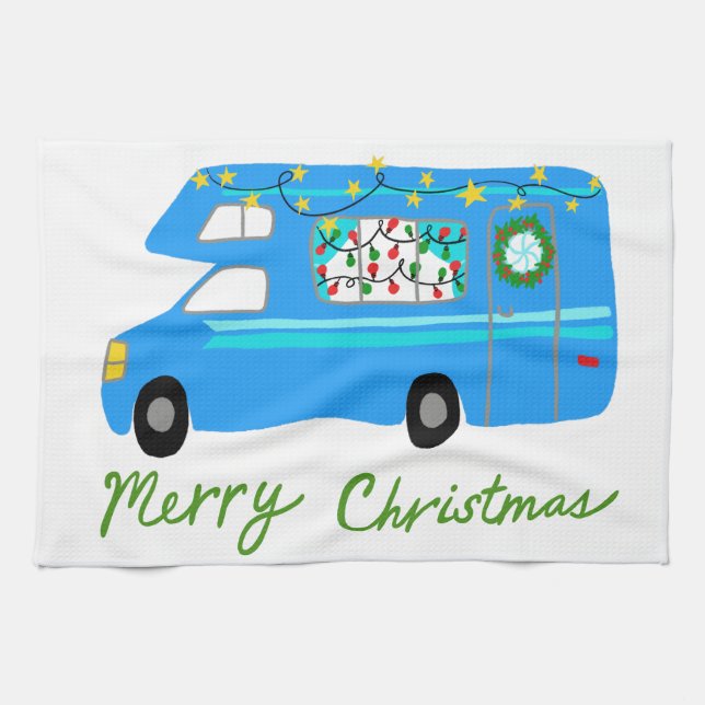 Paño De Cocina MERRY CHRISTMAS Motohome Motorhome RV Xmas (Horizontal)