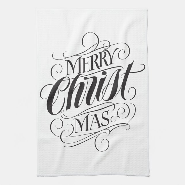 Paño De Cocina Merry CHRISTmas Religious Calligraphy Lettering (Vertical)