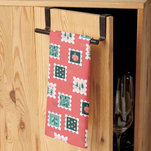 Paño De Cocina Merry Holly Days Stamps (Pliegue de tercios)