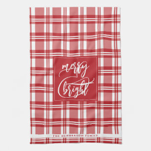 Paño De Cocina Merry y Bright   Nombre de familia del Personaliza