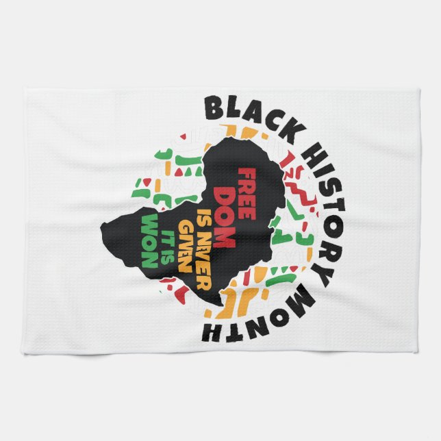 Paño De Cocina Mes de la Historia Negra La libertad nunca se da,  (Horizontal)