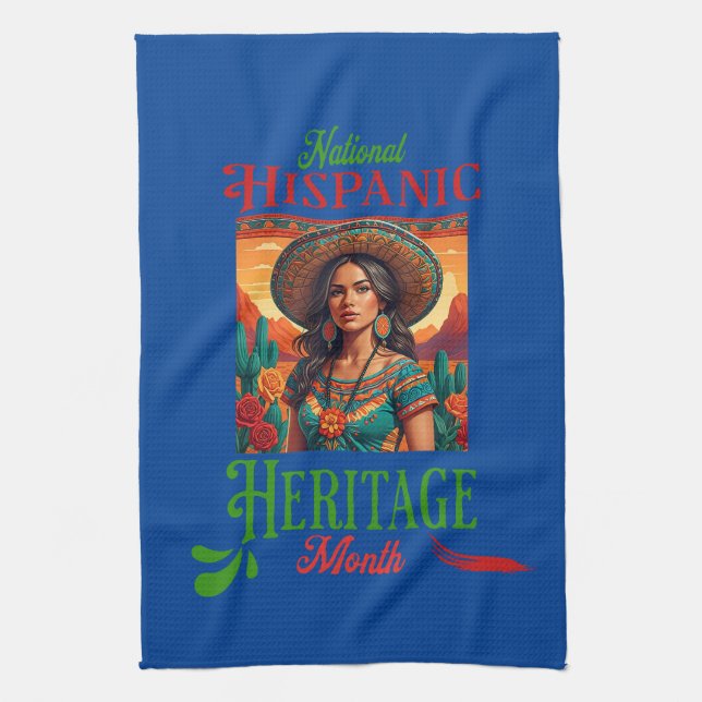 Paño De Cocina Mes del Patrimonio Nacional Hispano (Vertical)