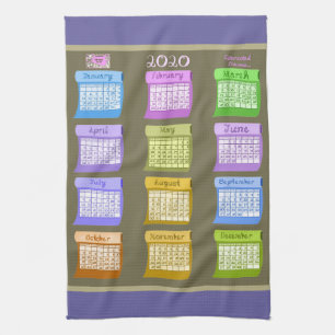 Paño De Cocina Meses de color de las letras de tela del calendari