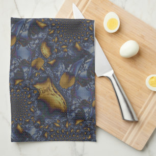 Paño De Cocina Metalizado de fundición azul dorada y plateada