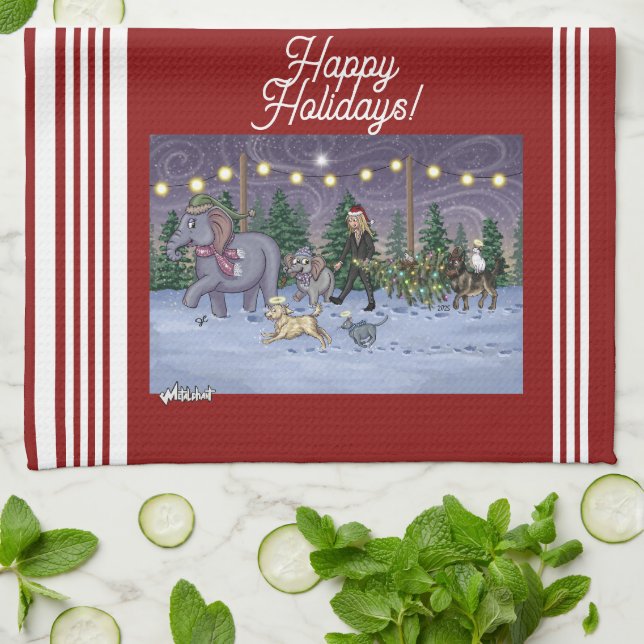 Paño De Cocina Metalphant Family Tree Kitchen Towel (Doblado)