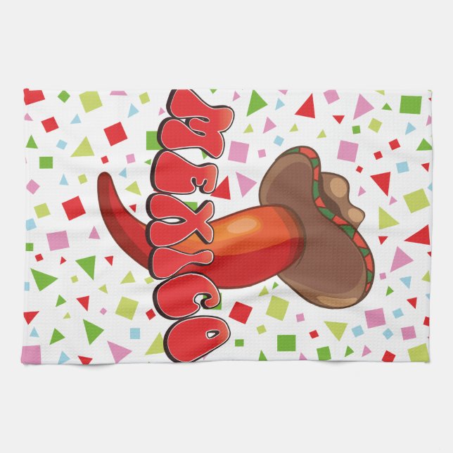 Paño De Cocina México Chili Pepper lindo fiesta (Horizontal)