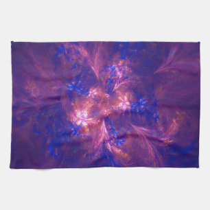 Paño De Cocina Mezcla De Flores Abstractas, Luces Púrpura Y Azul