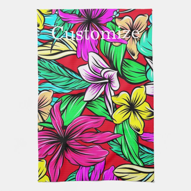 Paño De Cocina Mezcla de Flores Tropicales Thunder_Cove (Vertical)