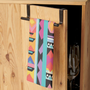 Paño De Cocina Mezcla de patrones geométricos vibrantes de Boho