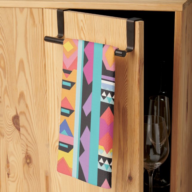 Paño De Cocina Mezcla de patrones geométricos vibrantes de Boho (Pliegue de tercios)