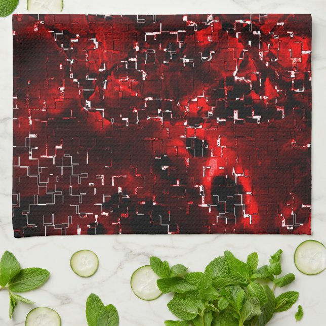 Paño De Cocina Mezcla de pétalos rojos llamativos y rústicos bajo (Doblado)