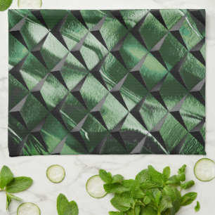 Paño De Cocina Mezclar cuadrados 3D con imagen de fondo verde osc