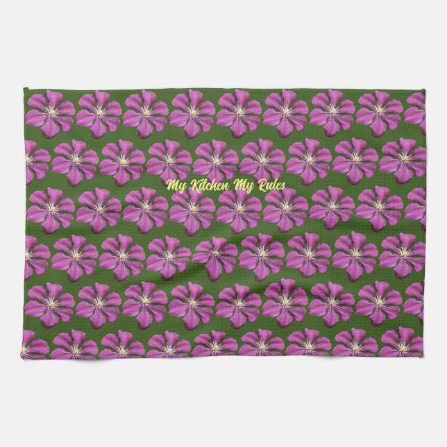 Paño De Cocina "mi cocina mi regla" elegantes purpleflowers flora (Horizontal)