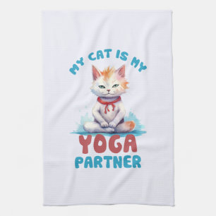 Paño De Cocina Mi Gato Es Mi Socio De Yoga (2)