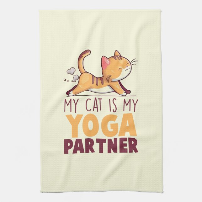 Paño De Cocina Mi Gato Es Mi Socio De Yoga - Estirando Gato (Vertical)