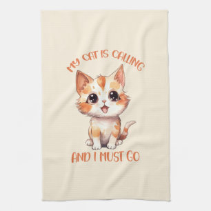 Paño De Cocina Mi Gato Está Llamando A Un Gato Naranja.