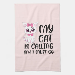 Paño De Cocina Mi gato está llamando y debo irme
