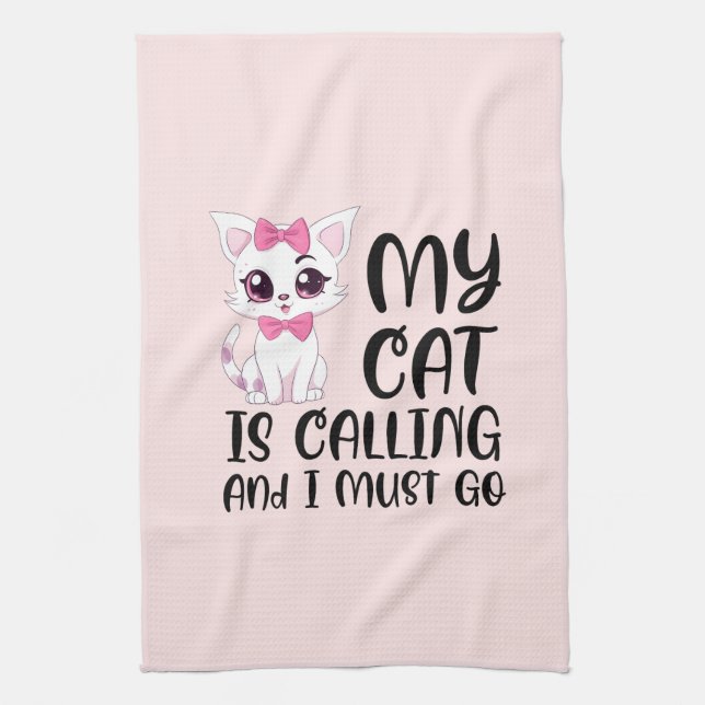 Paño De Cocina Mi gato está llamando y debo irme (Vertical)