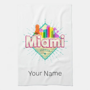 Paño De Cocina Miami Florida Estados Unidos Retro Skyline Vintage