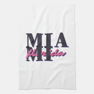 Paño De Cocina Miami Florida - Gráfico retro negrita de tipografí