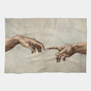 Paño De Cocina Michaelangelo manos creación adam dios