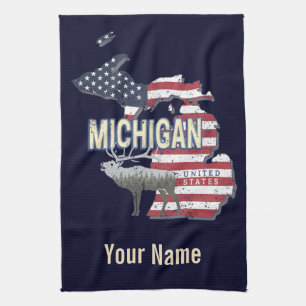 Paño De Cocina Michigan Estados Unidos Retro State Map Vintage US