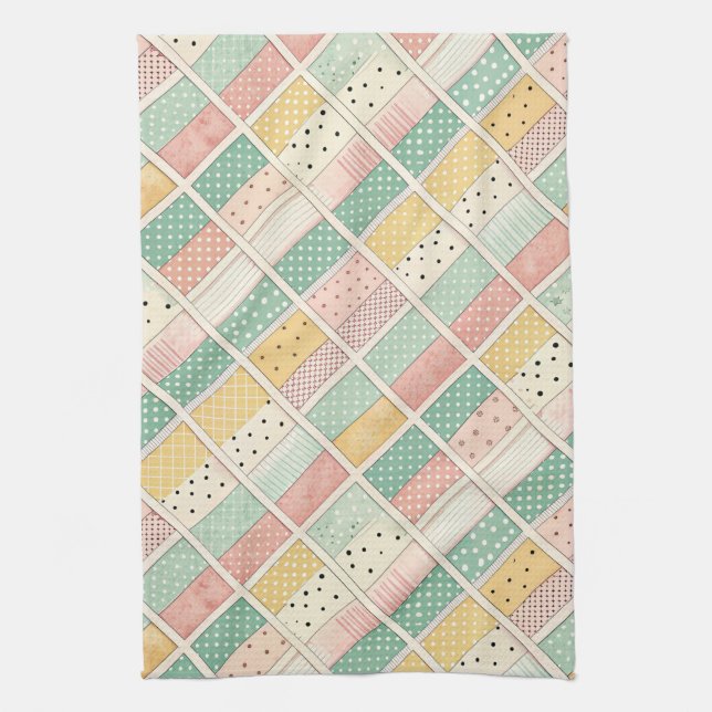 Paño De Cocina Mid-Century Geometric Design with Dots & Lines 4  (Vertical)