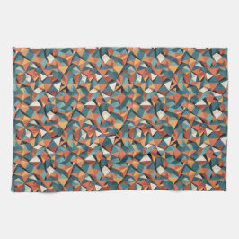 Paño De Cocina Mid-Century Geometric Teal & Orange Pattern