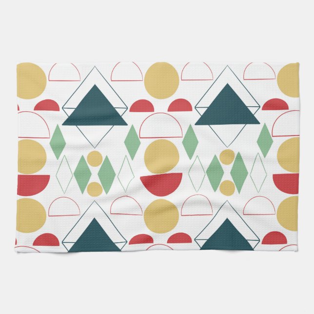 Paño De Cocina Mid Century Mod Geometric Colorful (Horizontal)