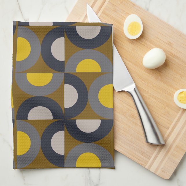 Paño De Cocina Mid-Century Modern Bronze Mustard Thunder      (Doblado Cuarto)
