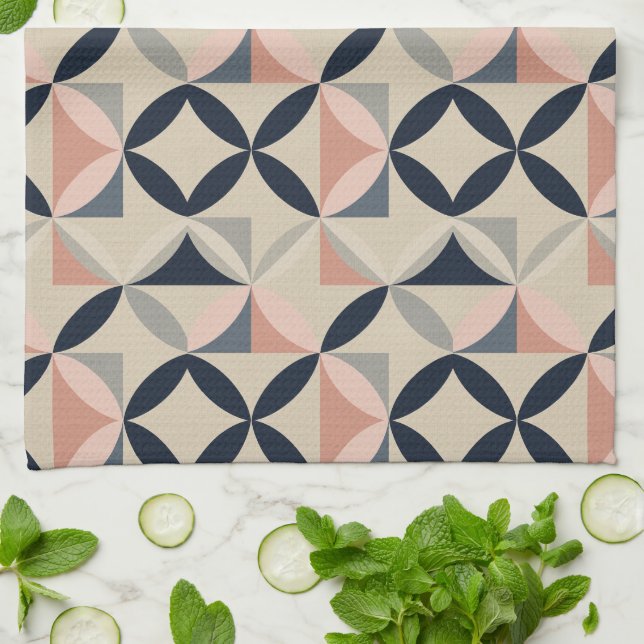 Paño De Cocina Mid Century Modern Geometric Abstract Pattern  (Doblado)