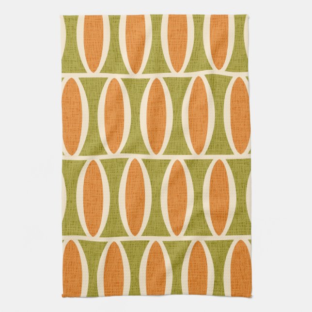 Paño De Cocina Mid Century Modern Geometric Oval Pattern (Vertical)